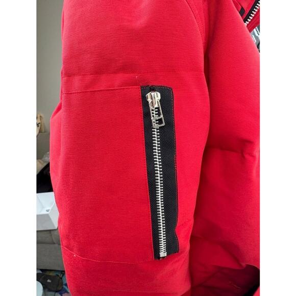 Men's Moose Knuckles Red Puffer Down Jacket With Detachable Fur Hood Size XL - Picture 9 of 16